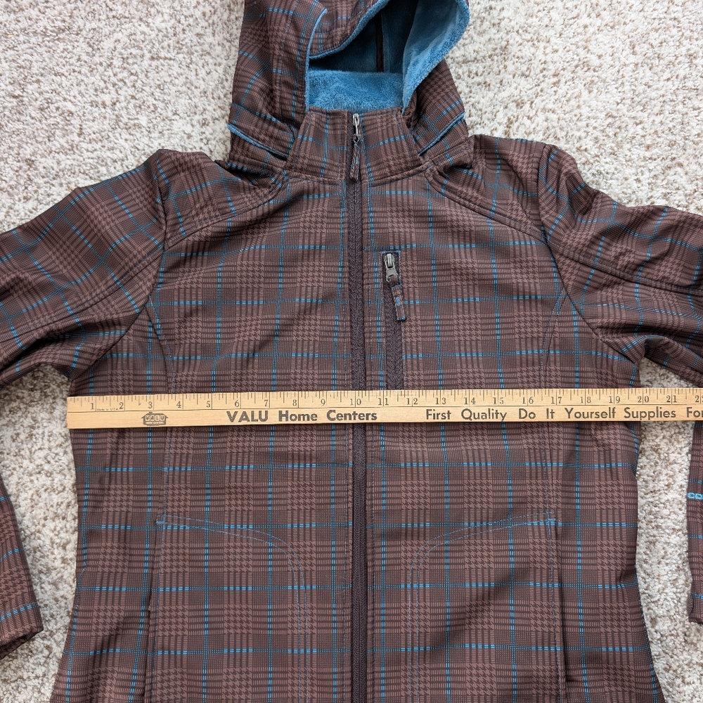 Free Country Brown Plaid Jacket with Aqua Fleece Lining Medium - Picture 13 of 14